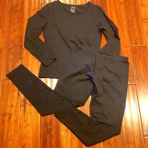 JOYARIA Women's BLACK Thermal Underwear Long John's Set - Pants Shirt size Large